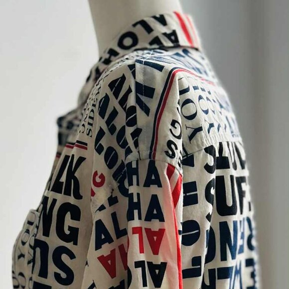 Scotch & Soda Typographic Aloha Print Cotton Viscose Button-Down Shirt – US S - Picture 8 of 13